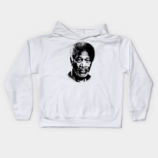 Morgan Freeman Portrait Black Kids Hoodie